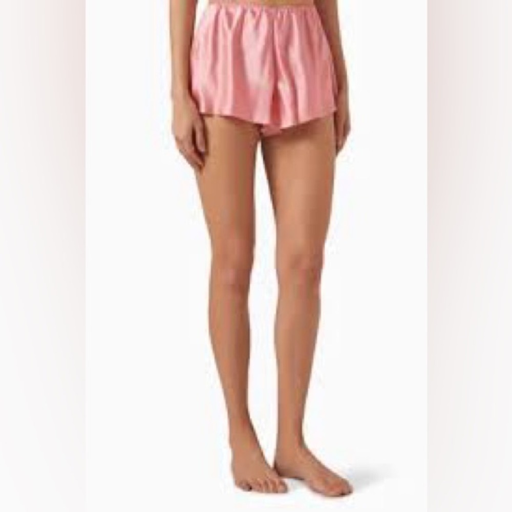 House of CB Lounge Shorts Size Large – Pink Satin Ruffle Hem Sleepwear